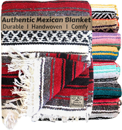 Del Mex Classic Mexican Blanket, Large Authentic Woven Falsa Throw (70"x50"), Artisan Southwest Décor for Beach, Yoga, Outdoors (Lavender)