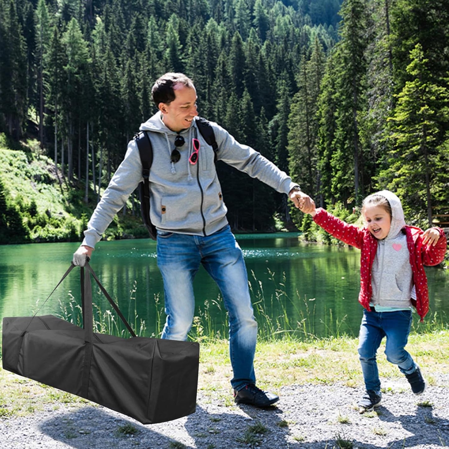 INFANZIA 45inch Sports Duffel Travel Bag, 115L Extra Large Duffel Luggage Bag with Upgrade Zipper, Water Resistant & Foldable Equipment Storage Bag for Camping Tent Tripod Fishing