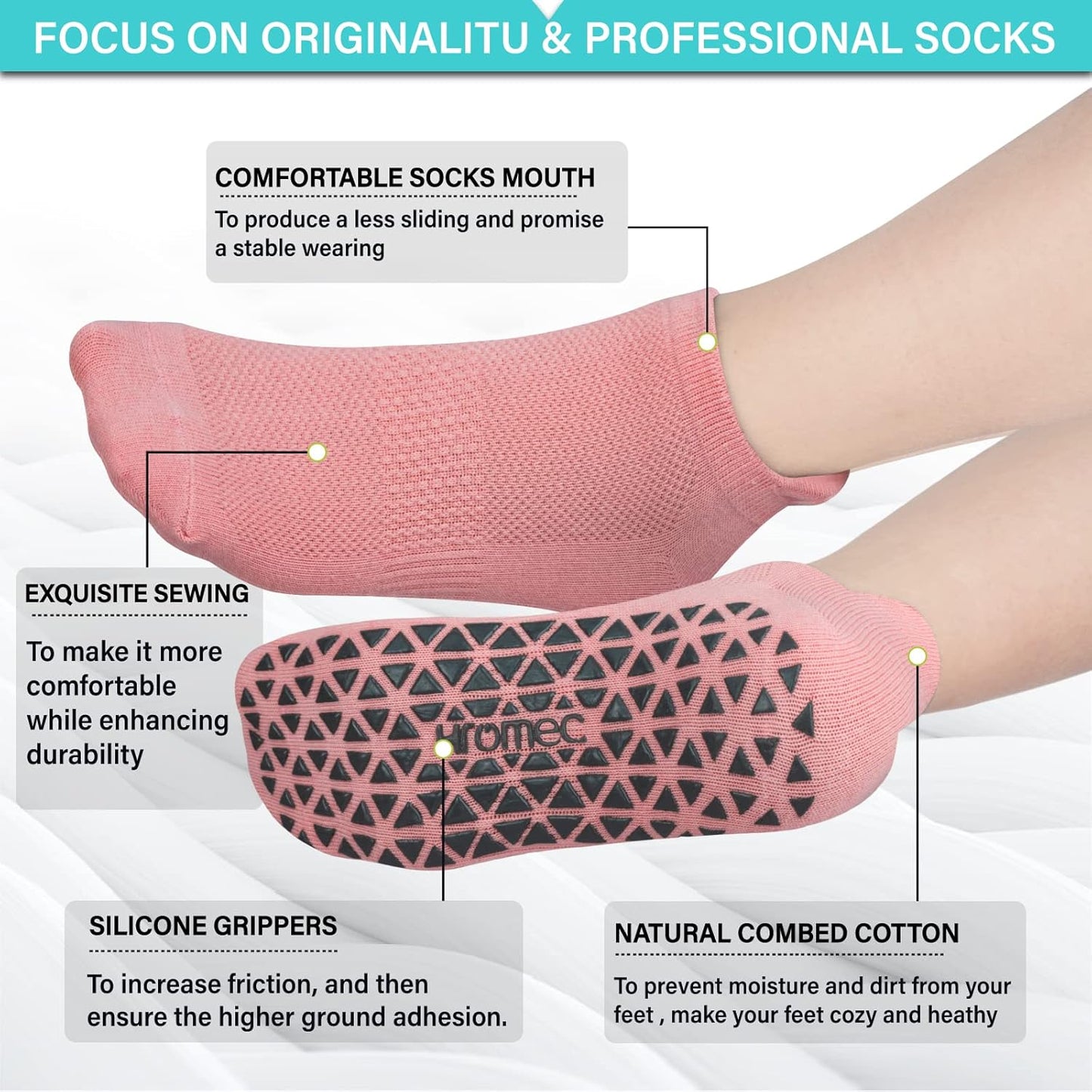 Non Slip Yoga Socks with Grips for Pilates, Ballet, Barre, Barefoot, Hospital Anti Skid Socks for Women and Men