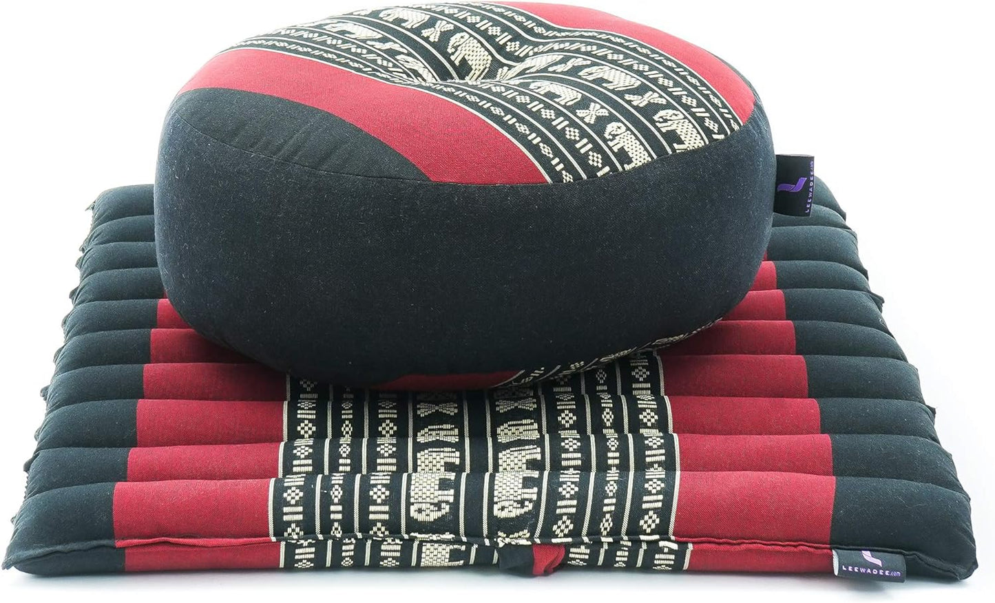 Leewadee Meditation Cushion Set – 1 Small Zafu Yoga Pillow and 1 Small Roll-Up Zabuton Mat Filled with Kapok