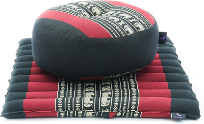 Leewadee Meditation Cushion Set – 1 Small Zafu Yoga Pillow and 1 Small Roll-Up Zabuton Mat Filled with Kapok