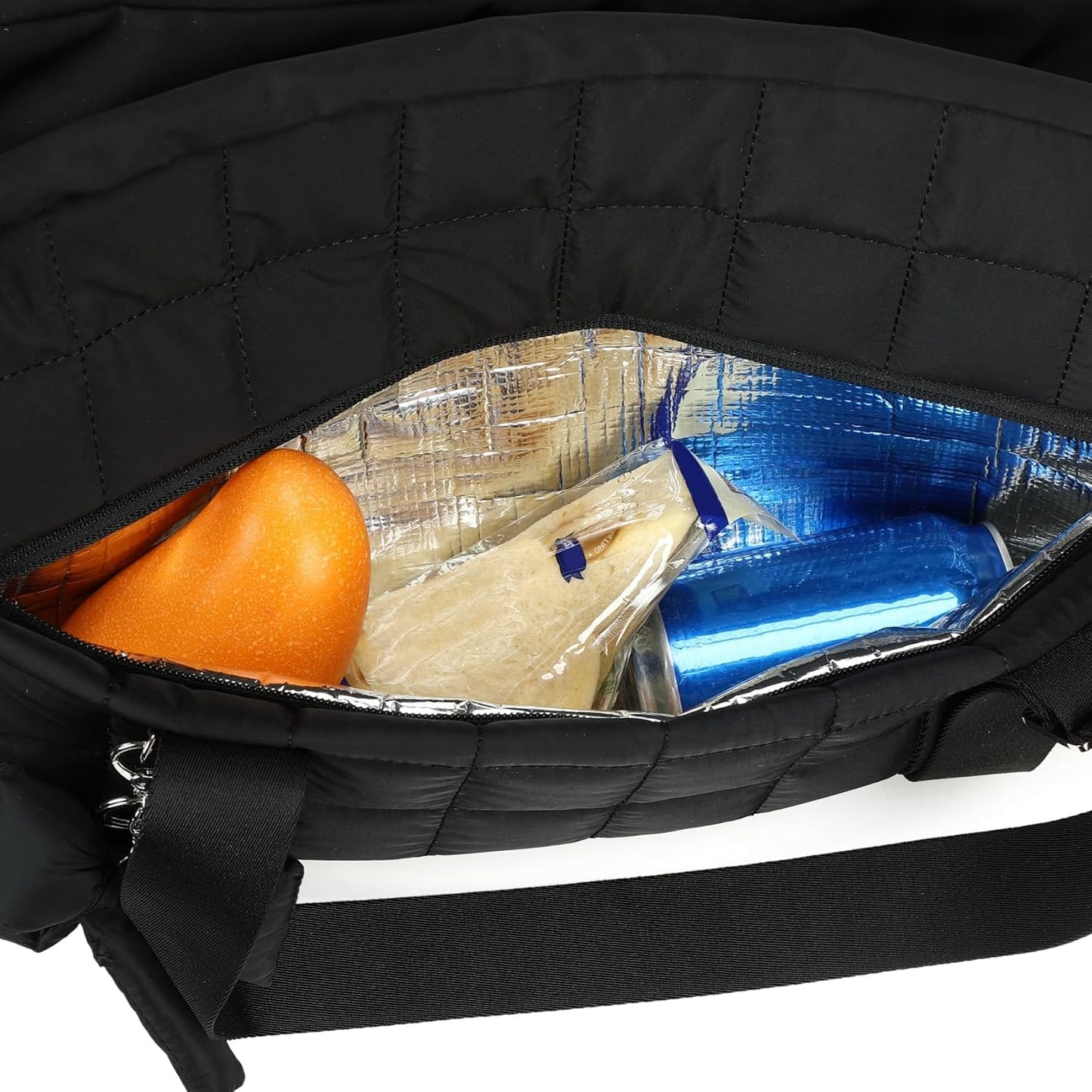CAMTOP Mini Gym Bag for Women, Small Gym Tote Bag Puffy Quilted Sports Duffel Bag with Wet Compartment and Coin Purse Duffel Bags Dance Yoga Workout Bag for Gifts (All Black, Mini-12.6")