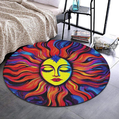 Home Decor Non Slip Kitchen Office Circle Rug, Machine Washable Modern Round Area Rug, Room Sofa Yoga Soft Round Carpet Purple Galaxy Trippy Space Astronaut Art, 36inch