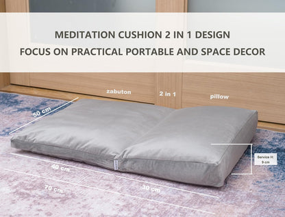Meditation Cushion,Velvet Meditation Pillow and Zabuton 2-in-1 Portable Design(50 * 70CM). (Dark Gray, Service H：9cm)