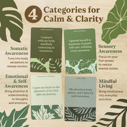52 Mindfulness Cards – Simple Practices for Stress & Anxiety Relief, Emotional Regulation, and Mindful Living – Daily Self Care Exercises & Inspirational Affirmations for Calm, Relaxation, & Grounding