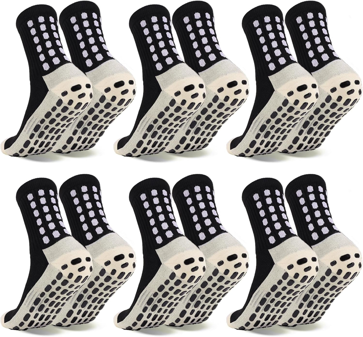 Barrlves 6 Pairs Grip Soccer Socks Colorful Non Slip Sports Football Basketball Hospital Yoga Socks for Men Women