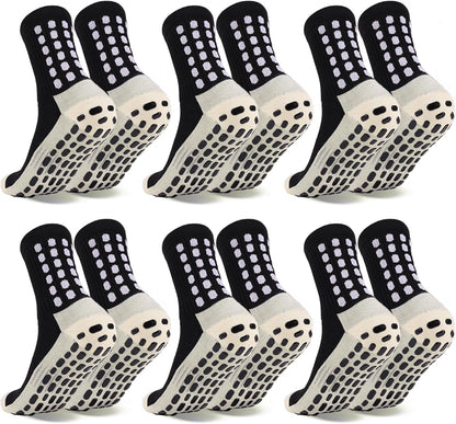 Barrlves 6 Pairs Grip Soccer Socks Colorful Non Slip Sports Football Basketball Hospital Yoga Socks for Men Women
