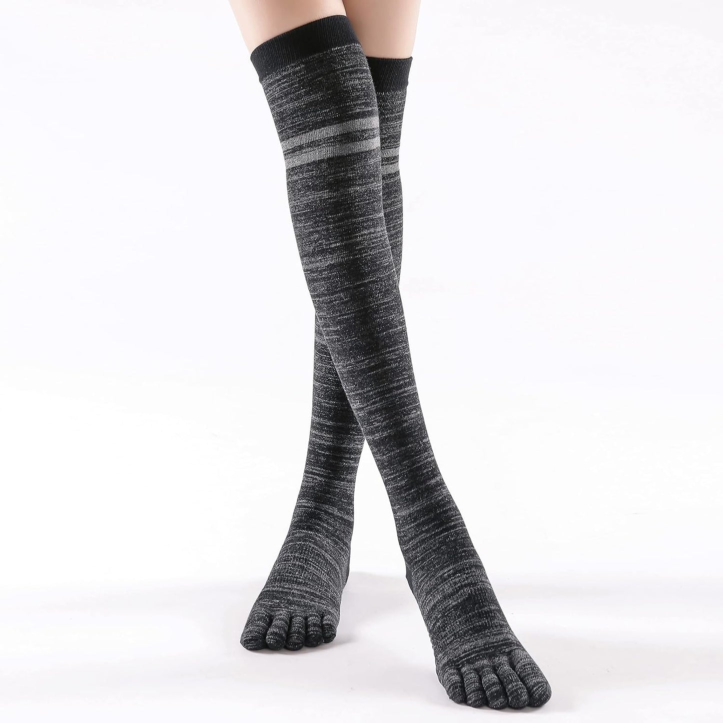 Verdancy Yoga Pilates Toe Socks - Toeless With Grips for Women, Non-Slip Cushioned Over Knee Thigh High