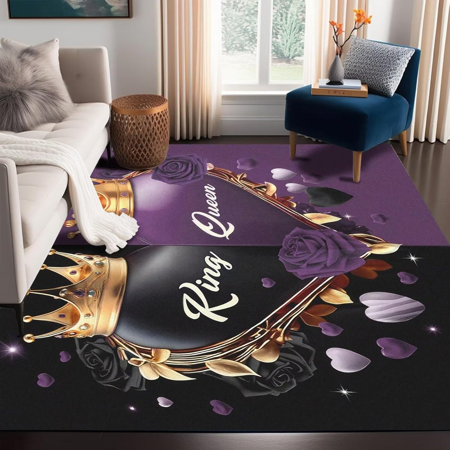 5' X 7' Queen and King Rug Black Grey Area Rugs Dining Living Room Bedroom Kitchen Office Yoga Room Washable Floor Mat Doormats Throw Rug Carpet Room Decor