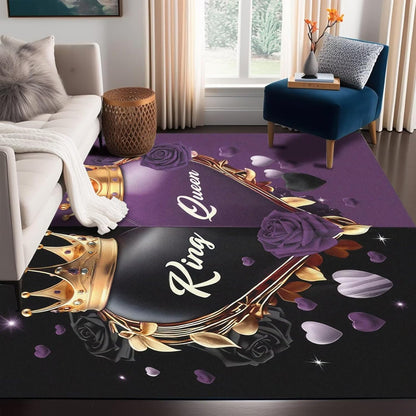 5' X 7' Queen and King Rug Black Grey Area Rugs Dining Living Room Bedroom Kitchen Office Yoga Room Washable Floor Mat Doormats Throw Rug Carpet Room Decor