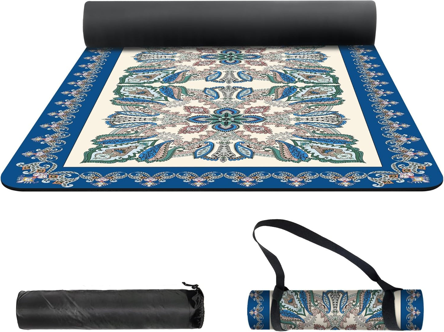 nuveti Yoga Mat Print Extra Thick TPE Non Slip Fitness Exercise Mat with Carrying Bag,72"x24" Extra Thick 6MM Exercise & Workout Mat for Yoga, Pilates Fitness and Floor Exercises - Colors A