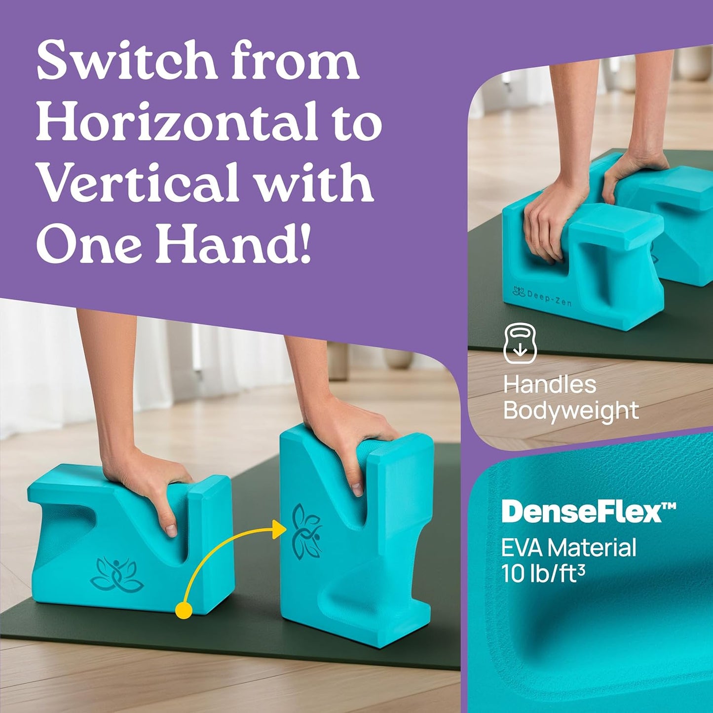 PRO Yoga Blocks | Ergonomic Yoga Block 2 Pack for Wrist Comfort and Support | EVA Foam Exercise Blocks, 2x Knee Pads & Yoga Strap | Pilates Block Set | Bricks to Eliminate Wrist Pain