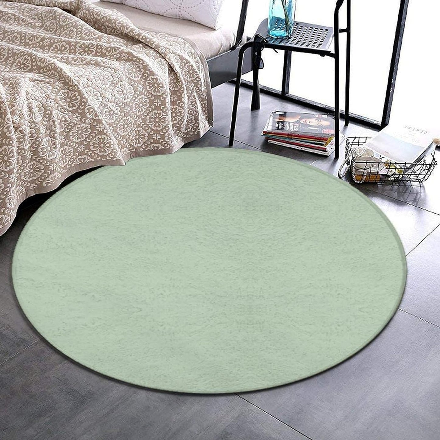 Women's Large Home Decor Mat, Soft Round Yoga Carpet, Non Slip Machine Washable Home Office Circle Rug Purple