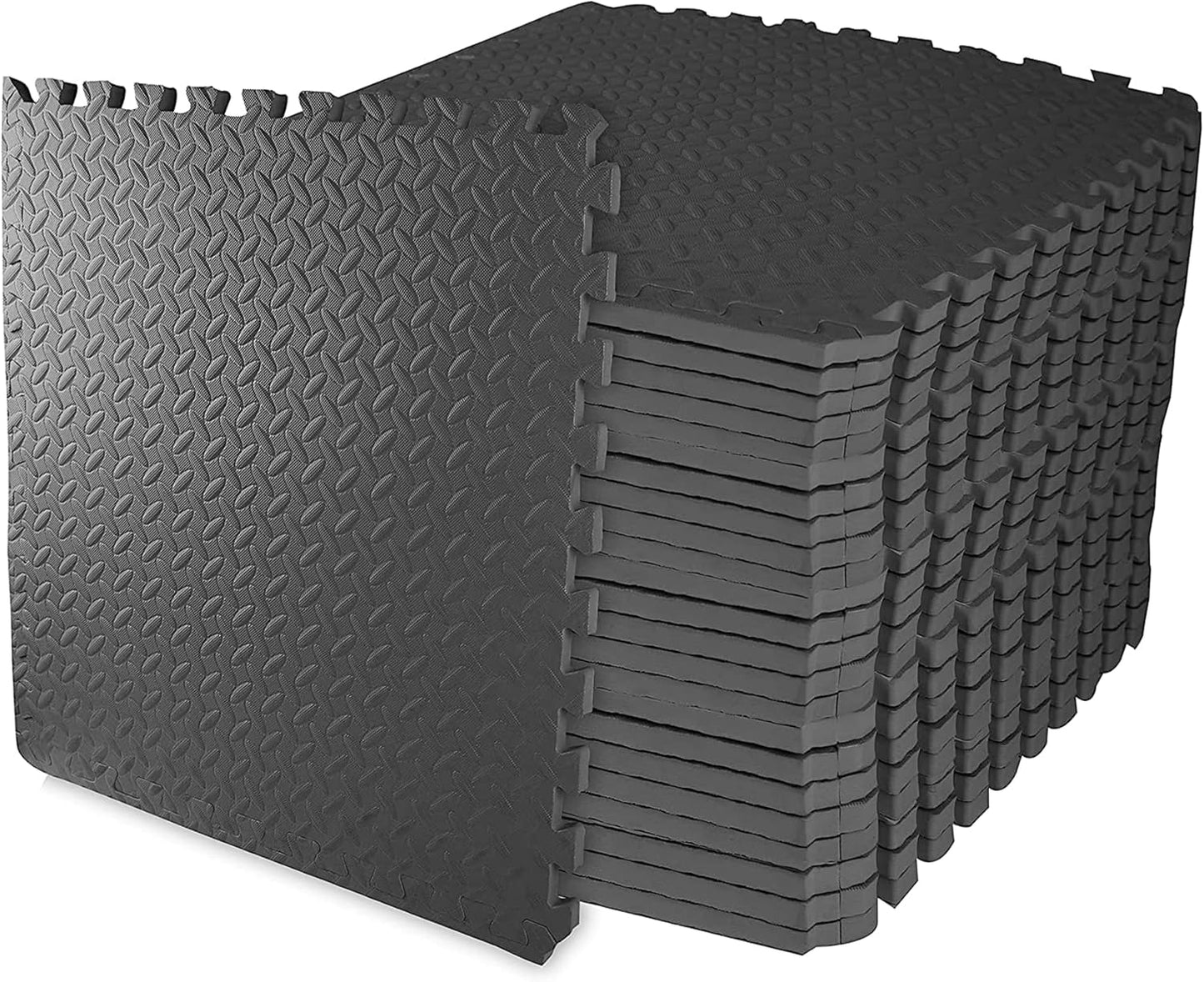 BalanceFrom Puzzle Exercise Mat 1" Thick, EVA Interlocking Foam Floor Tiles for Home Gym, Mat for Home Workout Equipment, Floor Padding for Kids, Black, 24 in x 24 in x 1 in, 24 Sq Ft - 6 Tiles