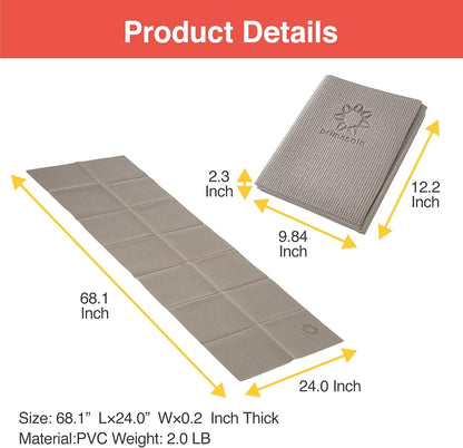 Primasole Folding Yoga Travel Pilates Mat Foldable Easy to Carry to Class Beach Park Tear resistant Travel Picnics 4mm Thick 9 Colors