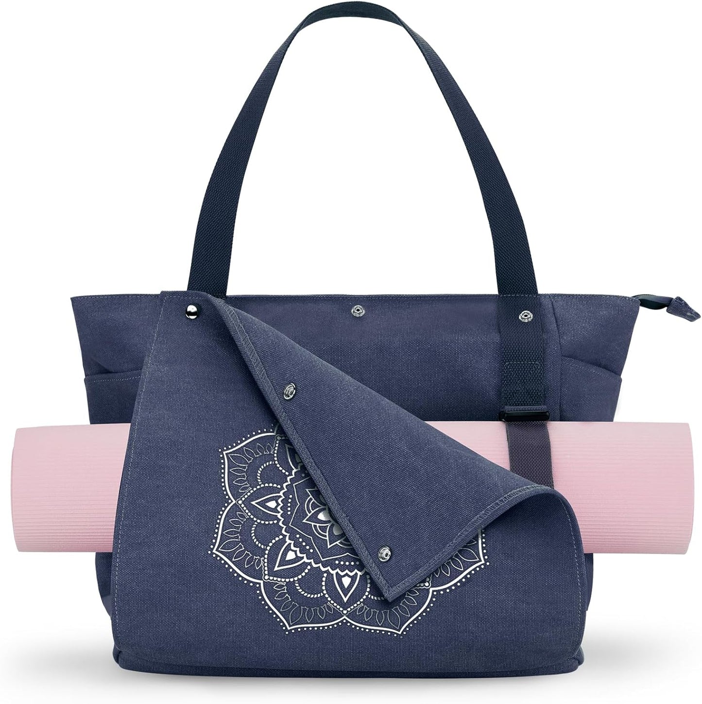 Gonex Yoga Mat Bag, Yoga Gym Bag Tote Bag with Multi Pockets For Women Men, Canvas Yoga Mat Carrier Take in Out Mat Easily For Pilates Travel Workout Office