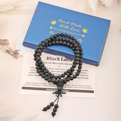 AD Beads 6mm 8mm 108 Prayer Mala Jasper Elastic Bracelet - Handmade Yoga Meditation Healing Power Energy Gifts for Unisex Adult.