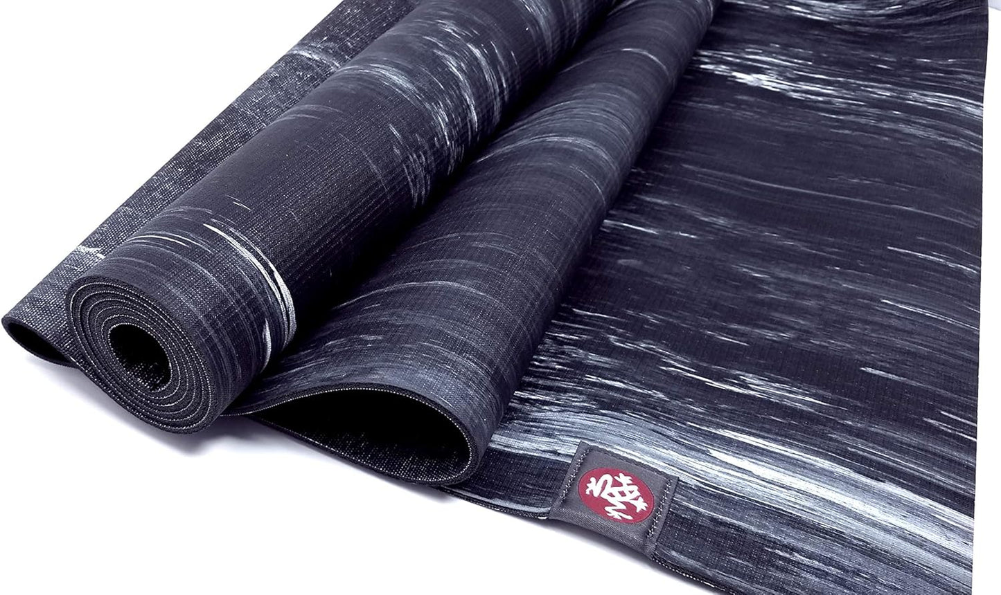 Manduka Natural Rubber Yoga Mat with Wet Grip 3mm Thick and 24" x 68" Area, Biodegradable and Sustainable, Keeps Grip When Wet (Black)