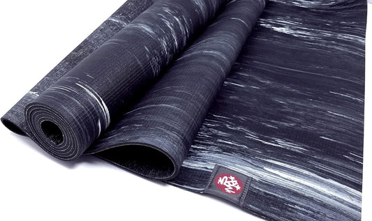 Manduka Natural Rubber Yoga Mat with Wet Grip 3mm Thick and 24" x 68" Area, Biodegradable and Sustainable, Keeps Grip When Wet (Black)