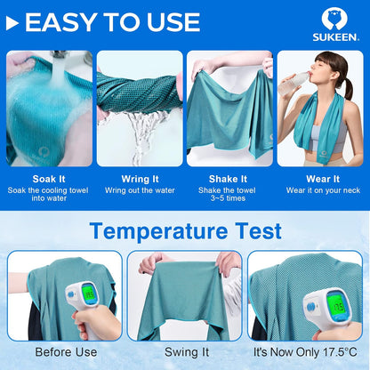 Sukeen 4 Pack Cooling Towels (40"x12"), Cooling Neck Wraps, Ice Towel, Soft Breathable Chilly Towel,Microfiber Towel for Yoga,Sport,Running,Gym,Workout,Camping,Fitness,Workout & More Activities