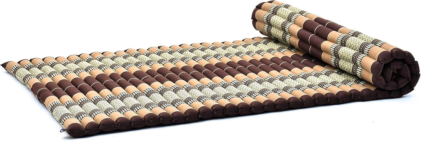 Leewadee - Kapok Roll Mat – Handcrafted Folding Sleep & Relaxation Mattress from Thailand, Ideal as Guest Bed, Camping Mat, Yoga Mat or Traditional Futon, 75 x 39 inches, Anthracite