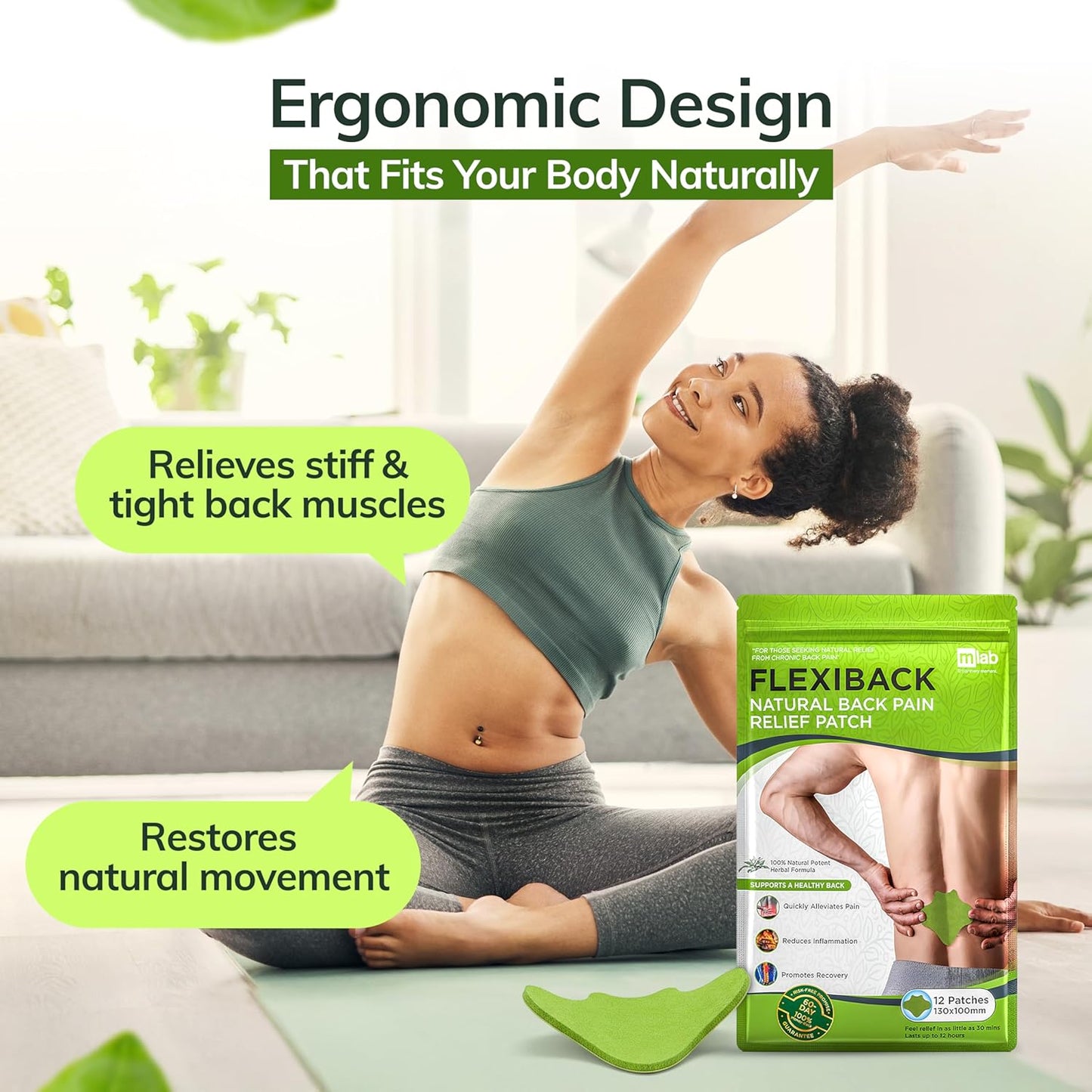 FLexiknee Warming Herbal Pain Patches for Knees w/ 12-Hour Extra Strength & Adhesion - Bone-on-Bone, Joint Ache, Muscle Soreness Support - 12 Heat Patches for Pain Relief for Knees, Back & Neck
