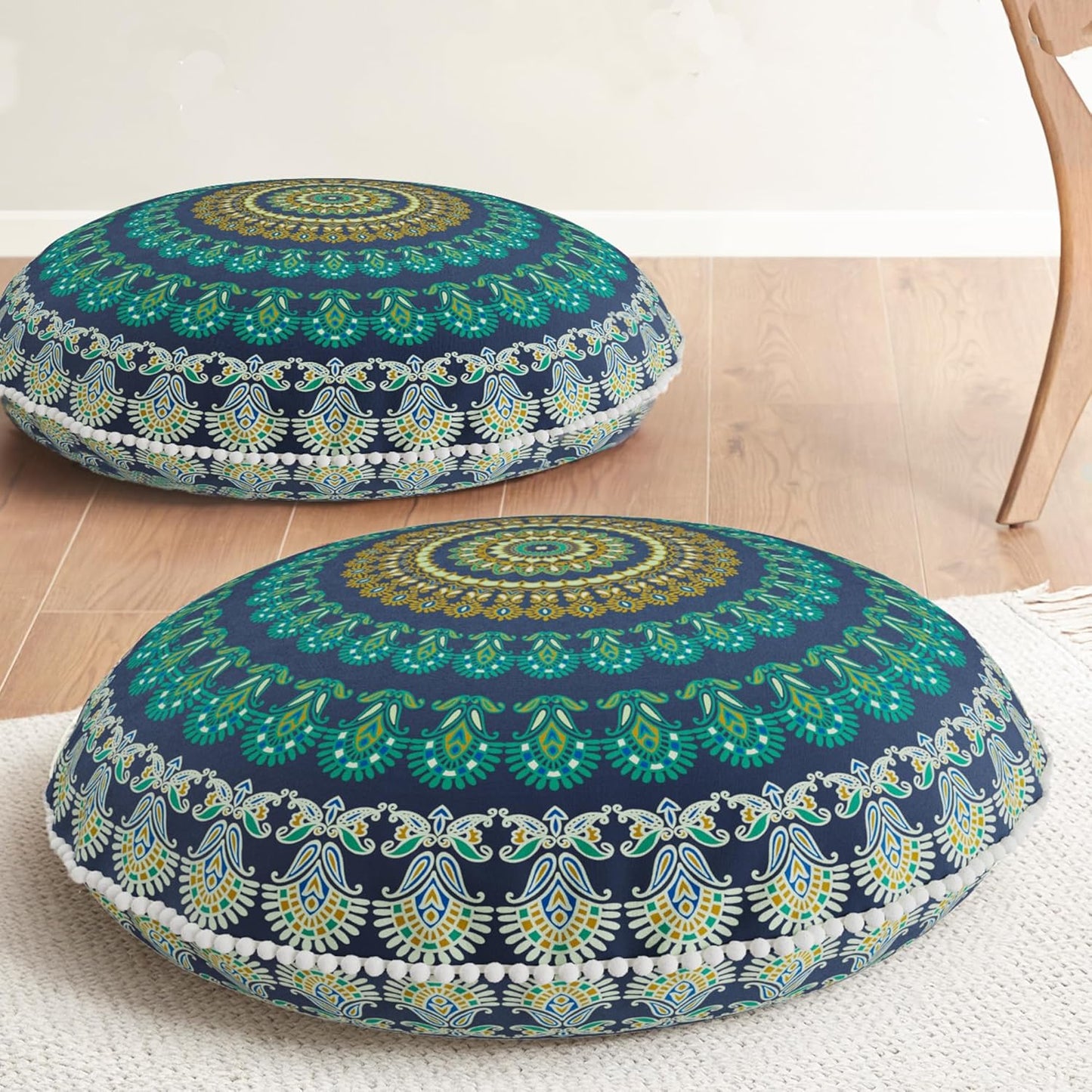 Codi Meditation Floor Pillow Set of 2, Round Large Pillows Seating for Adults, Bohemian Mandala Circle Cushion for Outdoor Fireplace Yoga Living Room, 32 Inch, Memory Foam Added, Purple Orchid NEW