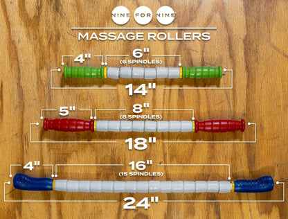 Massage Stick 24" Handheld Spindle Massage Roller - Full Body Muscle Recovery & Myofascial Release (Large - 24" Massage Stick)