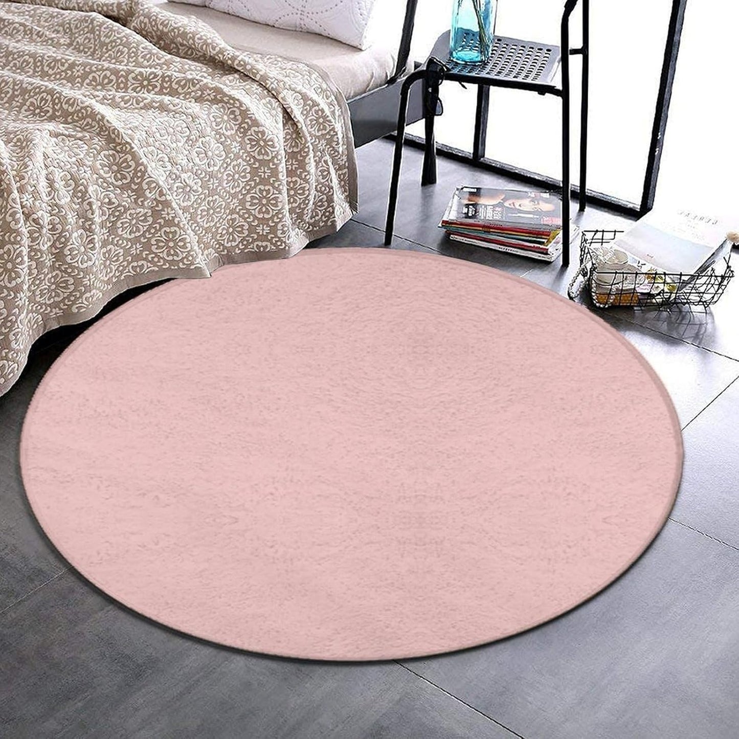 Women's Large Home Decor Mat, Soft Round Yoga Carpet, Non Slip Machine Washable Home Office Circle Rug Purple