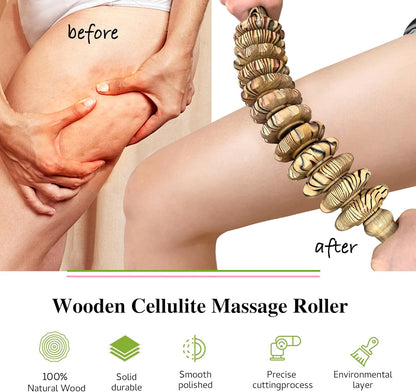 Wooden Massager Handheld Roller Trigger Point Massager Stick for Fascia, Cellulite, Muscle & Abdomen , Body Therapy Massager, Muscle Belly Relief Tool…