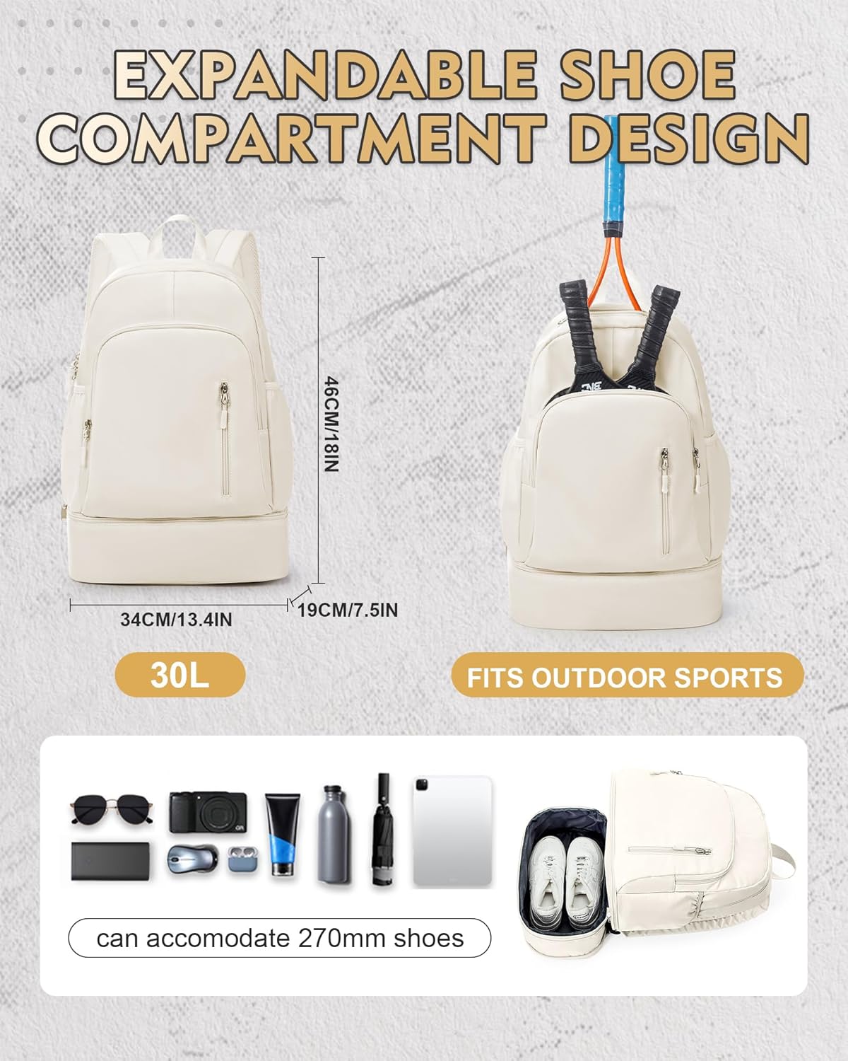 Gym Backpack for Women Men,Cheer bag,Lightweight Gym Bag with Shoe Compartment, Waterproof Sports Backpack with Wet Pocket, Black