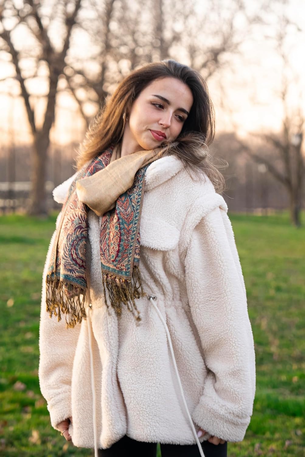 Achillea Reversible Paisley Pashmina Rave Scarf – Exotic Indian Shawls and Wraps for Evening Dresses, Festivals, All Seasons - Colors A
