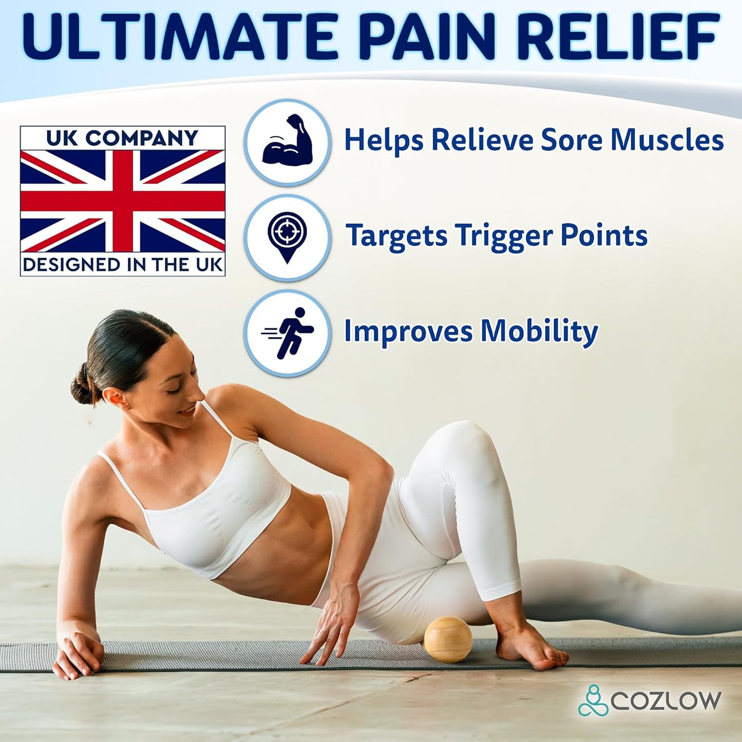 COZLOW Double Lacrosse Silicone Massage Ball - Cobalt Blue - Peanut Trigger Point Roller for Mobility, Deep Tissue Therapy, Myofascial Release - Acupressure Tool for Muscle Pain Relief