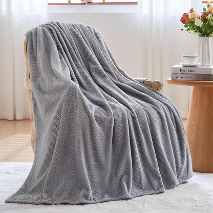 NEWCOSPLAY Super Soft Throw Blanket Light Purple Premium Silky Flannel Fleece Leaves Pattern Lightweight Bed Blanket All Season Use (Light Purple, Throw(50"x60")) - Colors A