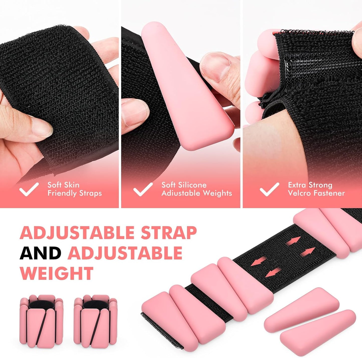 Wrist Weights, Ankle Weights for Women Men, Adjustable Wrist Weighted Bracelet for Home Gym Workout, Running, Yoga, Exercise, Strength Training