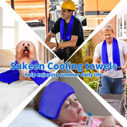 Sukeen [4 Pack Cooling Towel (40"x12"), Soft Breathable Chilly Microfiber Towel for Yoga,Sport,Running,Gym,Workout,Camping,Fitness,Workout & More Activities