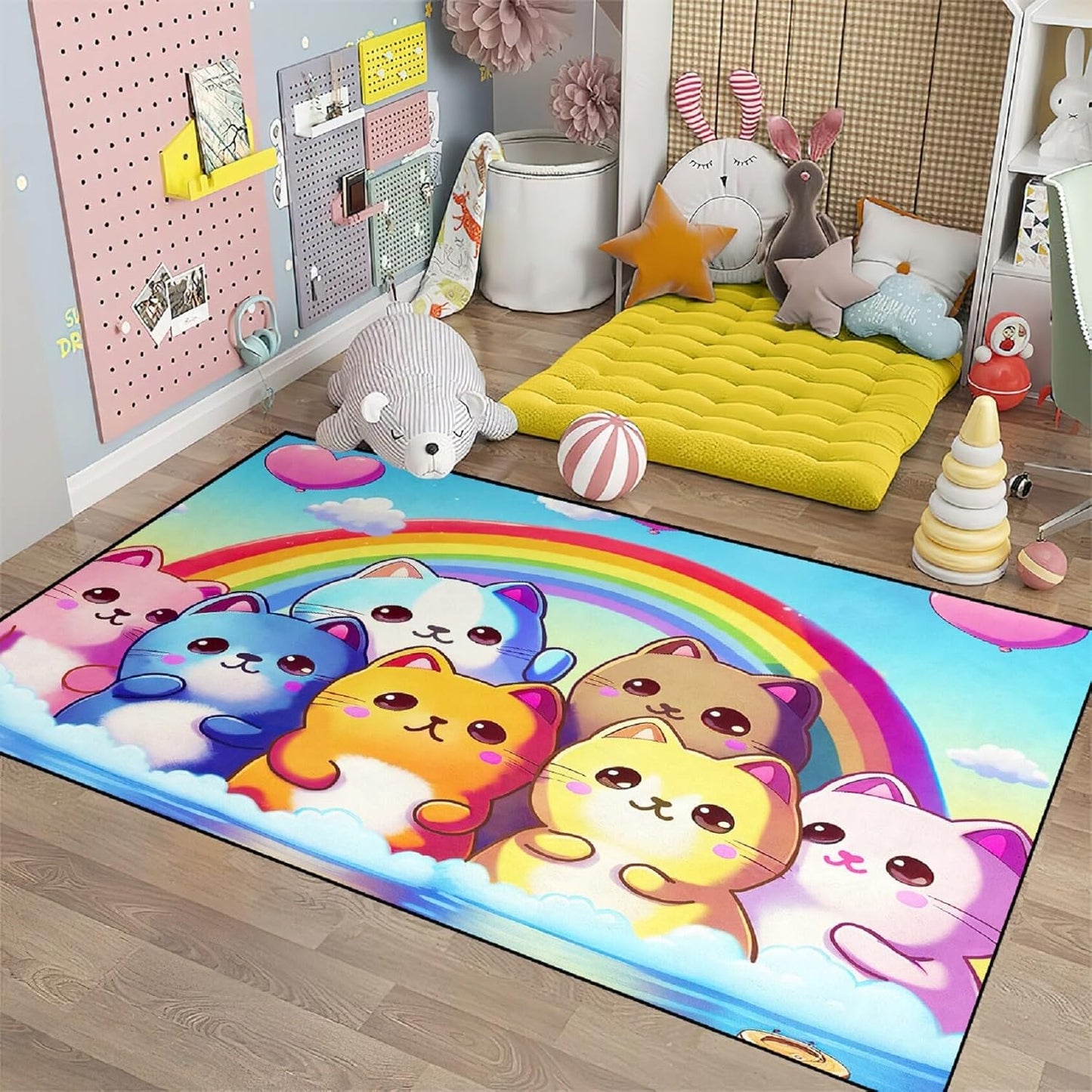 Black Girl Area Rug for Bedroom African American Rugs for Room Princess Carpet Kids Rugs for Bedroom African Girls Carpet for Living Room Teen Girls Yoga Mats, Pink, 4'×5'