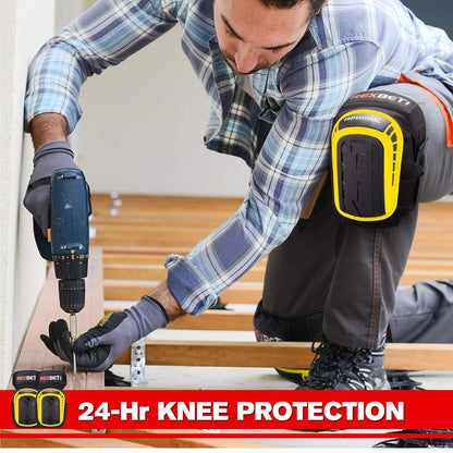 REXBETI Knee Pads for Work, Construction Knee Pads for Men, Heavy Duty Comfortable Anti-slip Foam Gel Knee Pads for Gardening Flooring and Cleaning, Strong Stretchable Straps, Orange