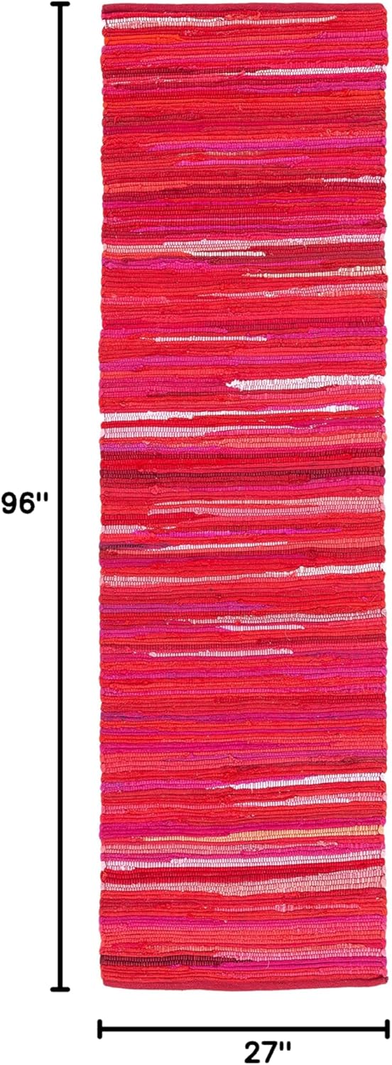 SAFAVIEH Area Rug 3x5 - Rag Rug Collection - Blue & Multi, Handmade Cotton, Boho Stripe Pattern, Ideal for Entryway, Living Room, Bedroom, Dining Space (RAR130B)