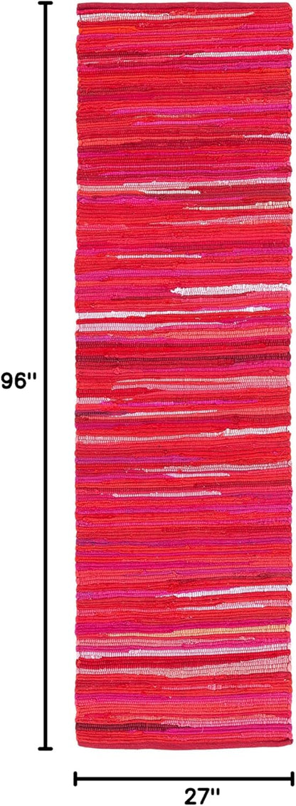 SAFAVIEH Area Rug 3x5 - Rag Rug Collection - Blue & Multi, Handmade Cotton, Boho Stripe Pattern, Ideal for Entryway, Living Room, Bedroom, Dining Space (RAR130B)