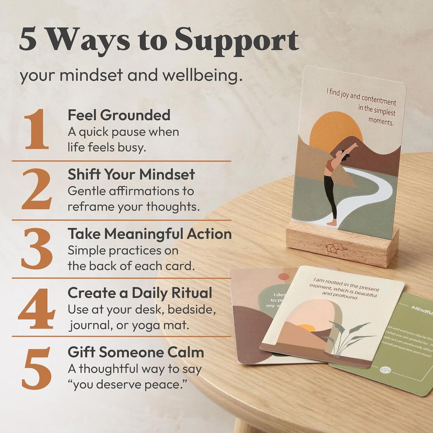 Daily Positive Affirmation Cards for Women - 50 Mindfulness Meditation Cards for Self Care in Tin Box with Wooden Stand - Motivational & Inspirational Gifts for Women, Best Friend, Sister