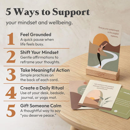 Daily Positive Affirmation Cards for Women - 50 Mindfulness Meditation Cards for Self Care in Tin Box with Wooden Stand - Motivational & Inspirational Gifts for Women, Best Friend, Sister