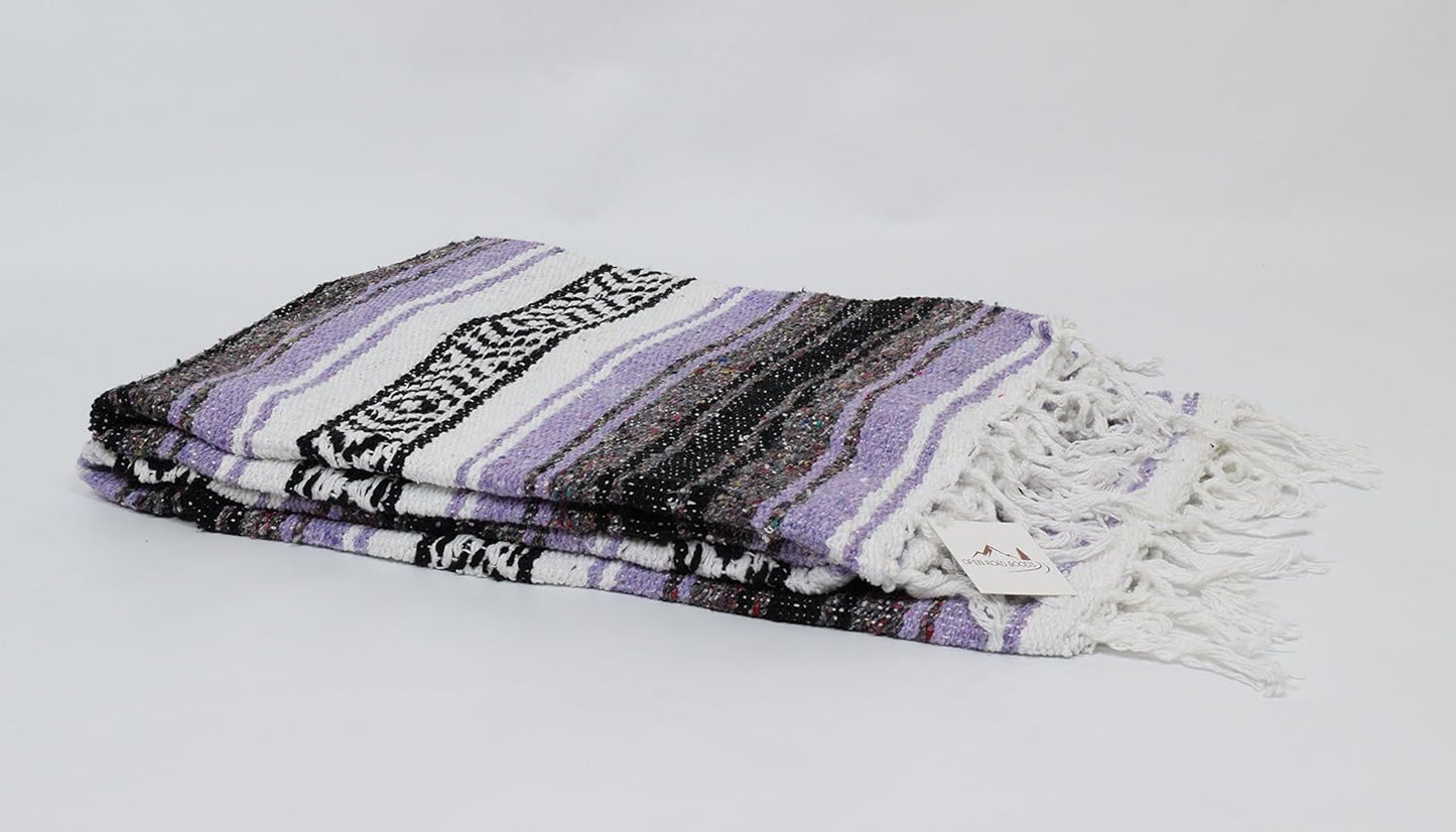 Open Road Goods Blue Mexican Blanket - Authentic Serape Falsa Blanket - Handmade
