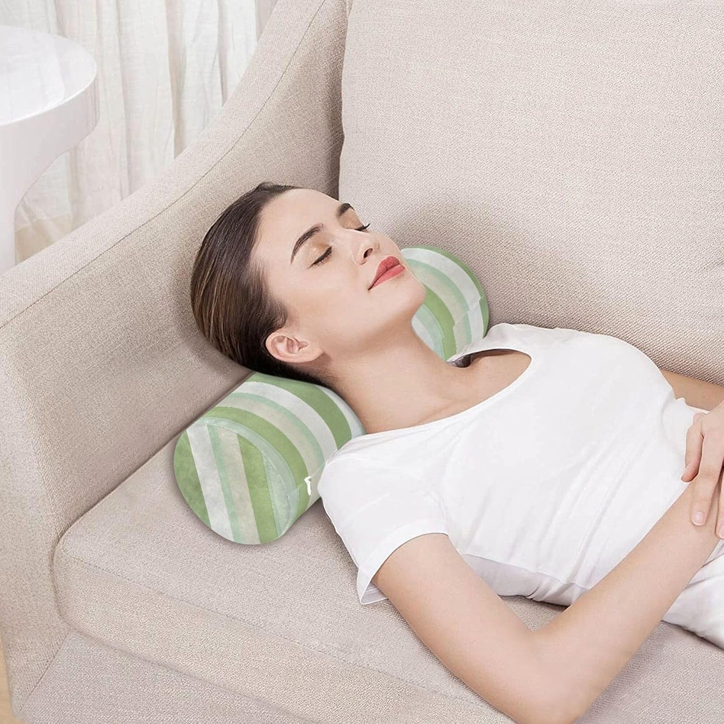 Yoga Bolster Pillow Round Neck Roll Pillow Bed Round Pillow for Baby Cylinder Decorative Pillow Bolster Pillow Covers with Zipper Gold Stripe