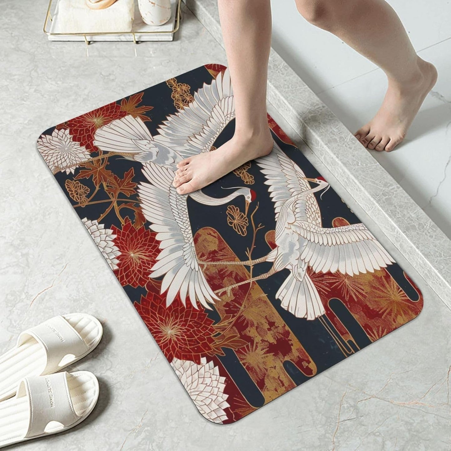 Yoga Meditation Printed Rounded Corner Diatomaceous Doormat 31.5x19.7 Inch Bath Mat Rug Non Slip Shower Floor Mat, Absorbent Bathroom Rugs Mat for Anti Slip Shower Mat, Housewarming Gift
