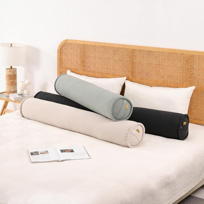 Corduroy Body Pillow, Round Bolster Cylinder Pillow for Adults, Soft Long Support Pillow for Bed & Sofa, Removable Washable Cover,59 x 7.87 Inches,Peacock Blue