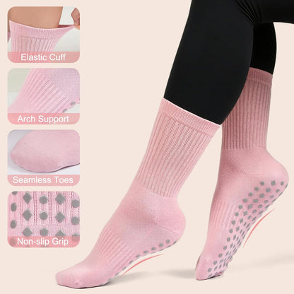 Non Slip Grip Socks for Men Women Crew Grippy Socks for Hospital Pilates Yoga,Gifts for Seniors Elderly
