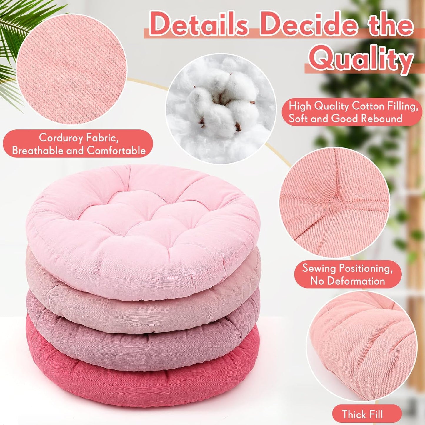 Jerify Floor Pillow Cushions Large Round Square Large Meditation Floor Pillow for Classroom Adult Meditation Picnic Party Seating Learning Daycare School(Square,Mixed Colors,4 Pcs)