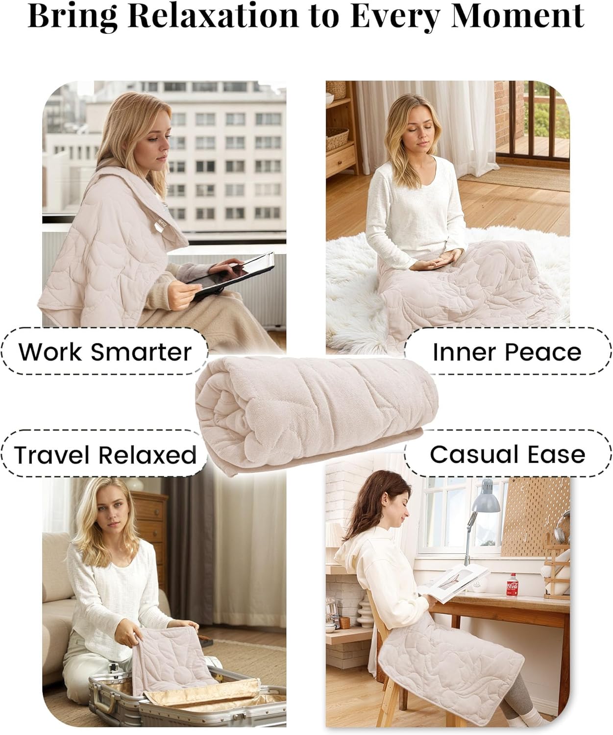 ZonLi Weighted Lap Blanket 5lbs for Meditation, Yoga, Napping, Sleeping and Travel, Cotton Weighted Blanket for Adults,Skin Friendly & Machine Washable, 29x24 inches, Light Gray