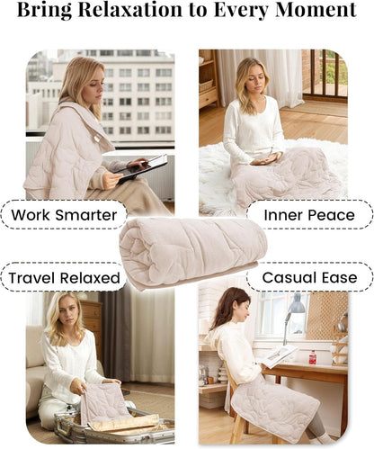 ZonLi Weighted Lap Blanket 5lbs for Meditation, Yoga, Napping, Sleeping and Travel, Cotton Weighted Blanket for Adults,Skin Friendly & Machine Washable, 29x24 inches, Light Gray